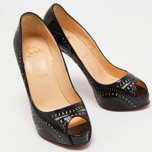 Christian Louboutin Black Patent Leather
Suellena 120 Peep Toe Pumps